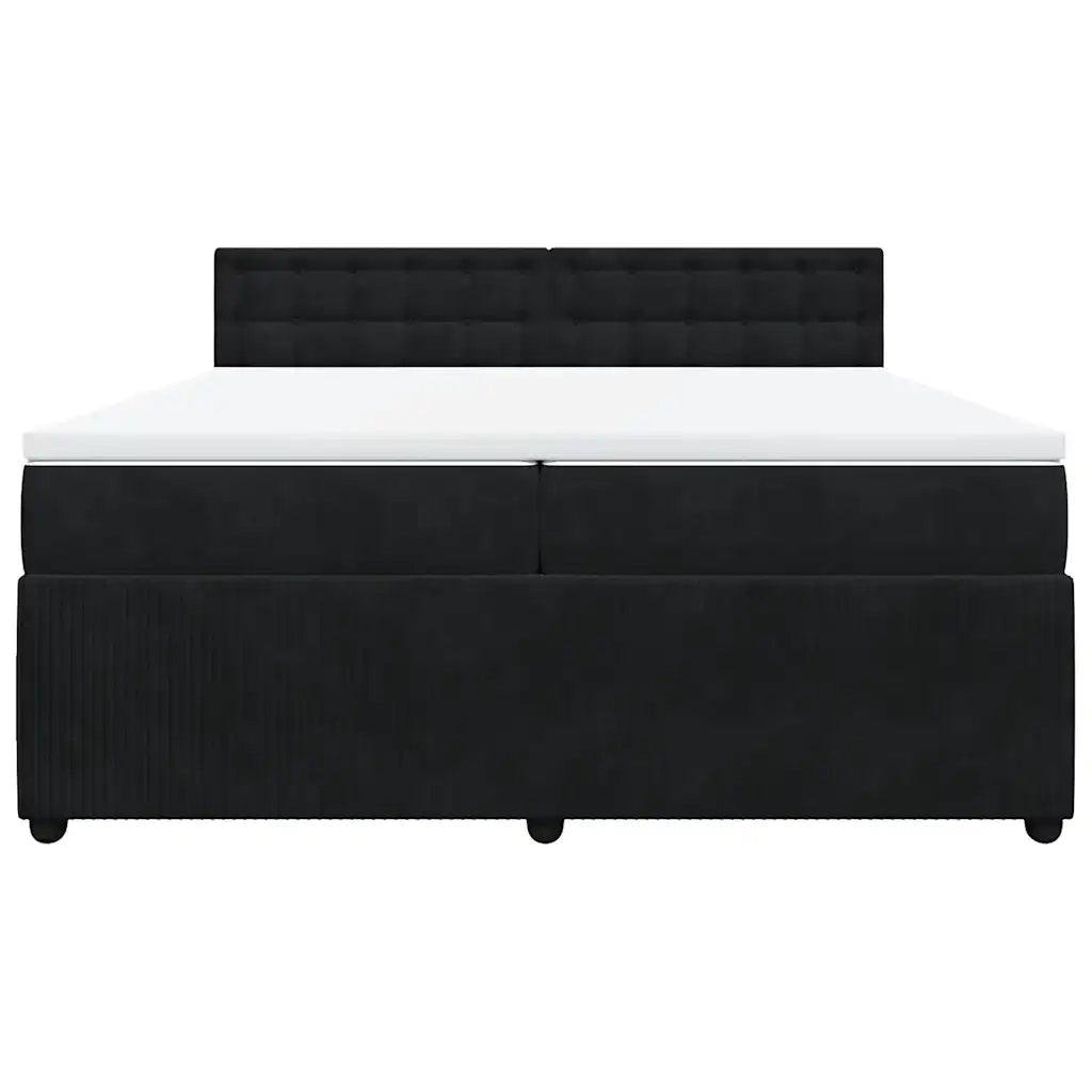 Giroletto a Molle con Materasso Nero 200x200 cm in Velluto
