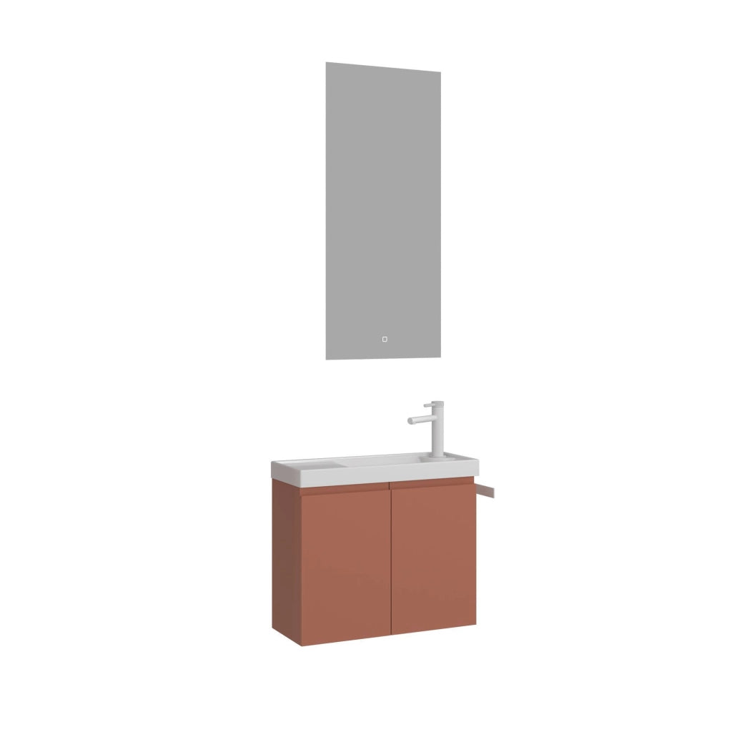 Set mobile lavabo con specchio (2 pezzi) "Ferla 60" - 60 x 22 x 50 cm - Cinnamon opaco