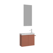 Set mobile lavabo con specchio (2 pezzi) "Ferla 60" - 60 x 22 x 50 cm - Cinnamon opaco