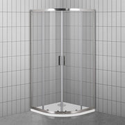 Box doccia semicircolare 80x80 doppio scorrevole con vetro temperato trasparente e profili cromo Geo