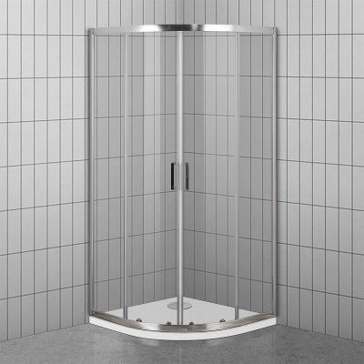 Box doccia semicircolare 80x80 doppio scorrevole con vetro temperato trasparente e profili cromo Geo