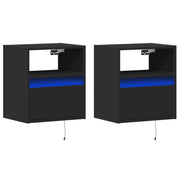 Mobile TV multimediale da parete mensola TV credenza mobile TV per sala da pranzo soggiorno camera da letto con luci LED 2 pezzi 41 x 31 x 45 cm nero 02_0029107