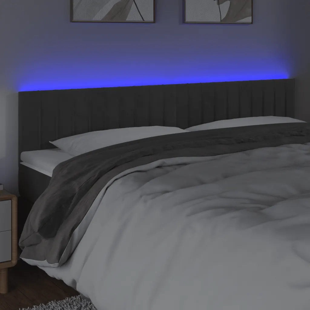 Testiera | Testata a LED Grigio Scuro 200x5x78/88 cm in Velluto