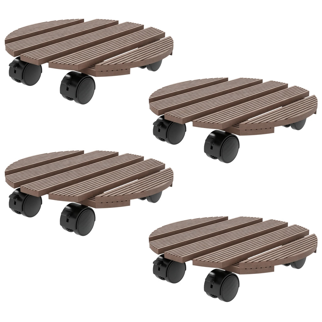 Set di 4 supporti per piante rotondi ¨C zephmum ¨C ?30 cm con ruote, per interno ed esterno