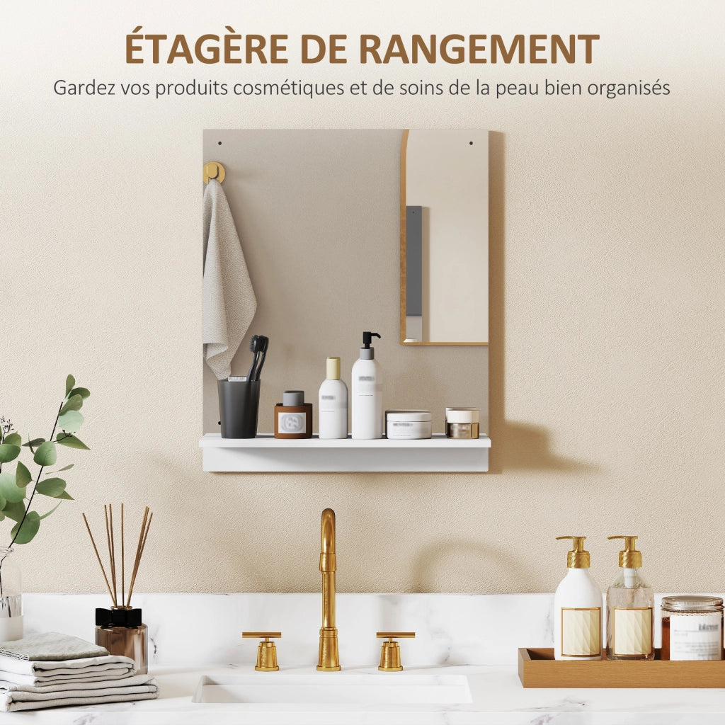 Specchio da bagno con ripiano ¨C zephmum ¨C bianco 50x60 cm