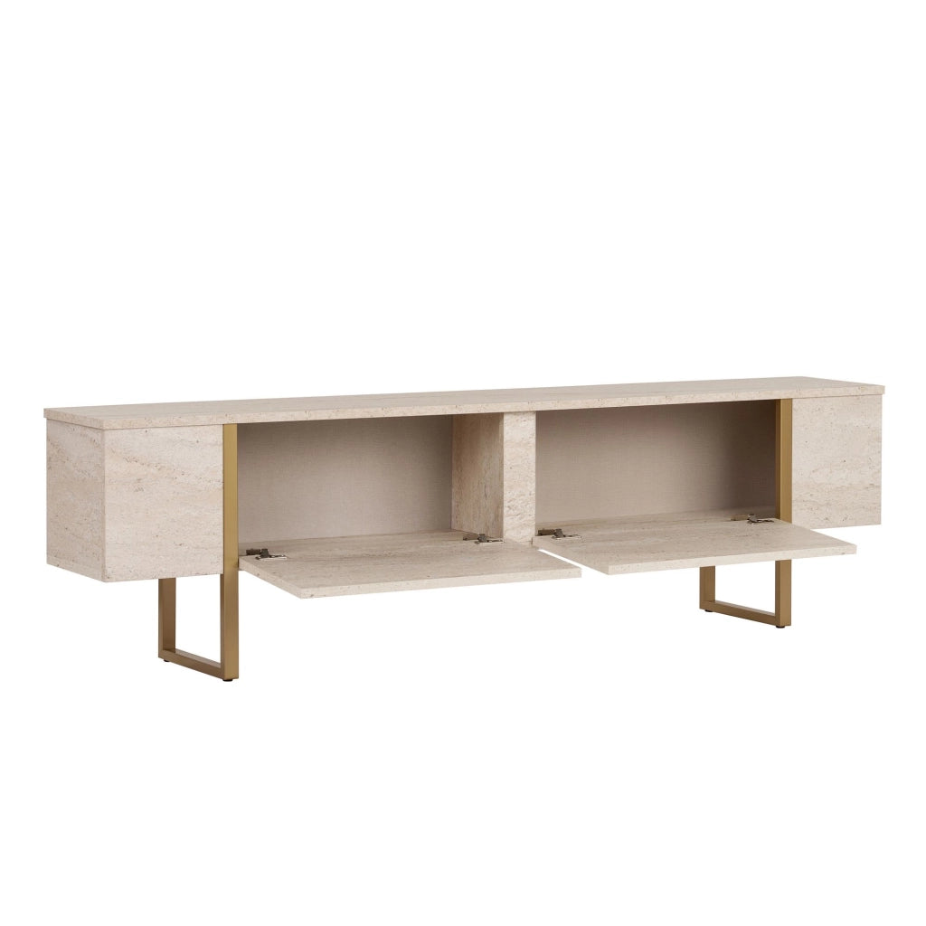 Abishia, Mobile Porta tv 2 Ante, 180x30x50h cm Bianco Marmo