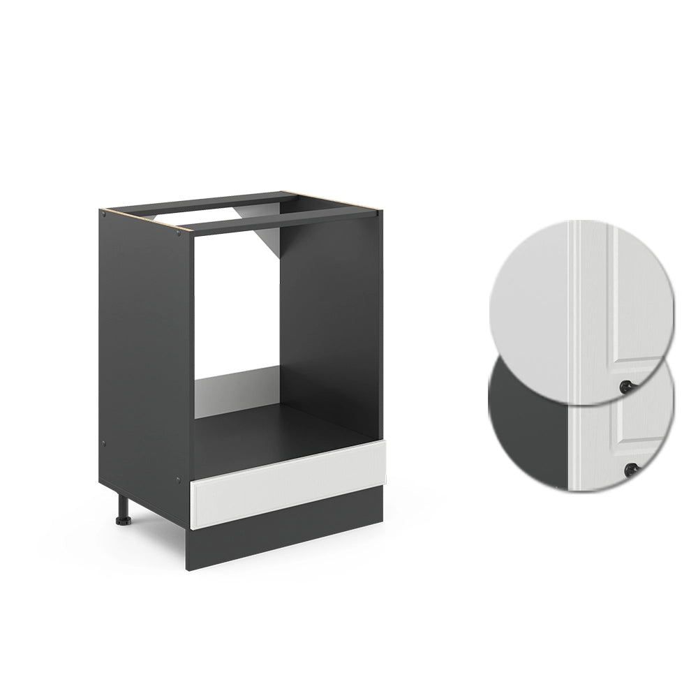 Mobile per forno da incasso R-Line Bianco rustico/Antracite 60 cm senza piano di lavoro Vicco