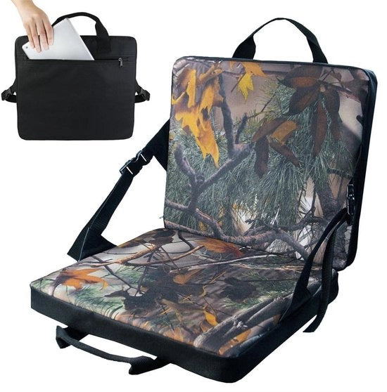 Sedia da Campo Portatile - Opaca - Impermeabile - Supporto Cervicale - Tasca di Riposo - Comoda con 4 cm di Spugna - Cuscino di Sedia