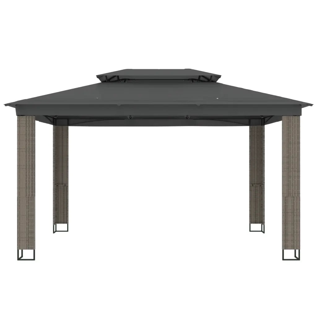 Gazebo con Tetto Doppio Antracite 3,94x2,96 m in Acciaio