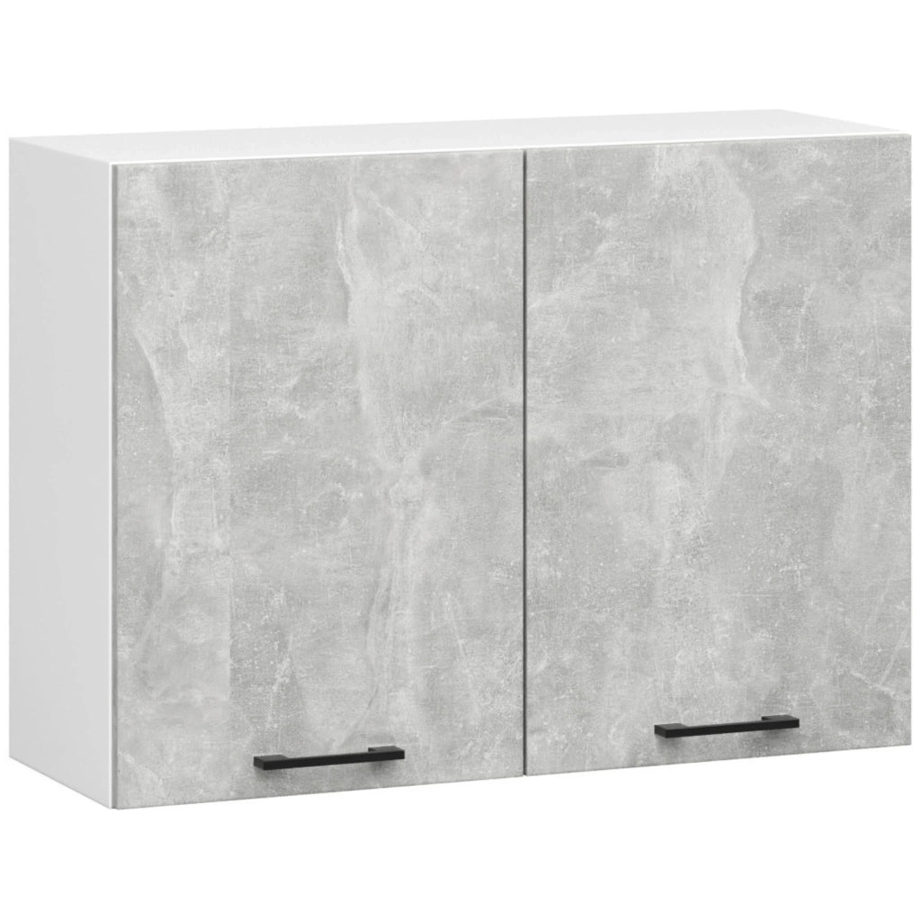 AKORD Set di Mobili da Cucina OLIWIA 180 cm Cemento 180 cm 7 ante 1 cassetto inserto frontale Bianco 180x46x203 cm