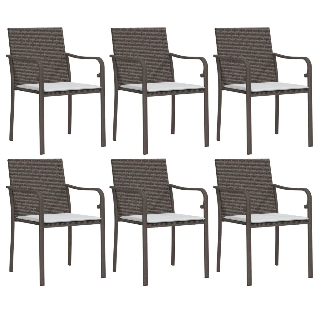 Set Pranzo da Giardino 7 pz con Cuscini in Polyrattan e Acciaio