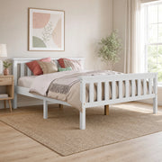 Letto matrimoniale 140x200 cm in legno massello di pino e MDF; bianco