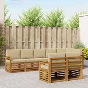 Set divani 8 pcs Naturale e Beige Legno di Acacia Massello