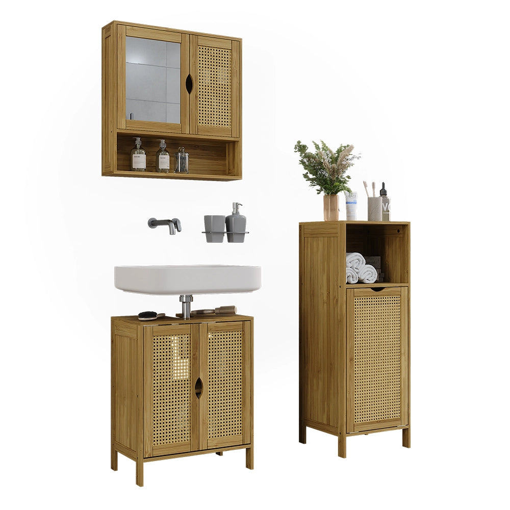 Vicco Set di mobili da bagno Bambù 3 parti