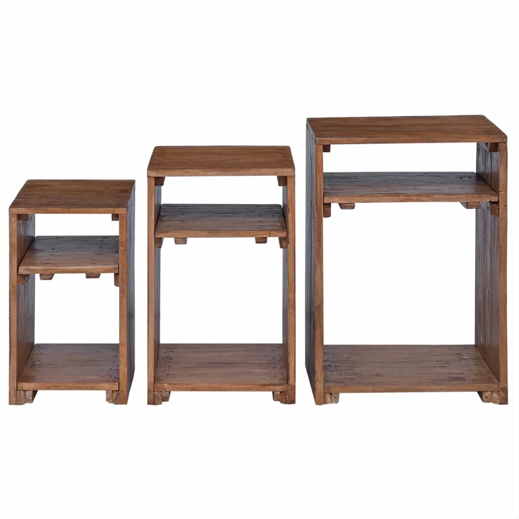 Tavolo Accent 3 pz Marrone Legno di Mogano Massello CFW2610987