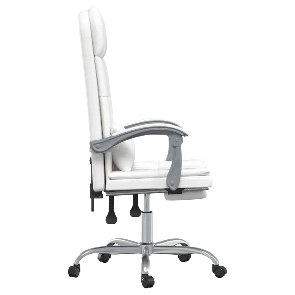 Poltrona massaggiante reclinabile per ufficio computer studio similpelle bianca 02_0025401