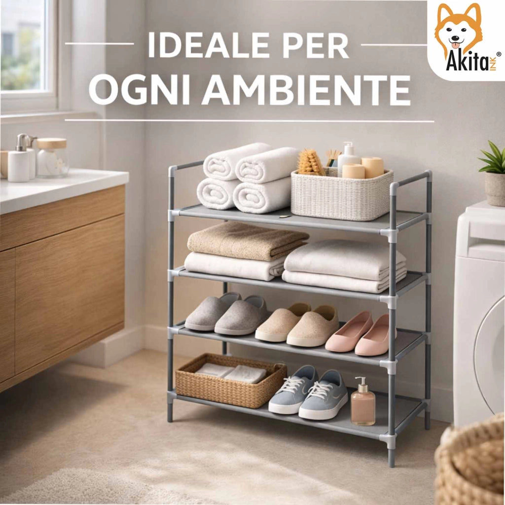 Akitaink Scarpiera 4 Ripiani Metallo Tessuto