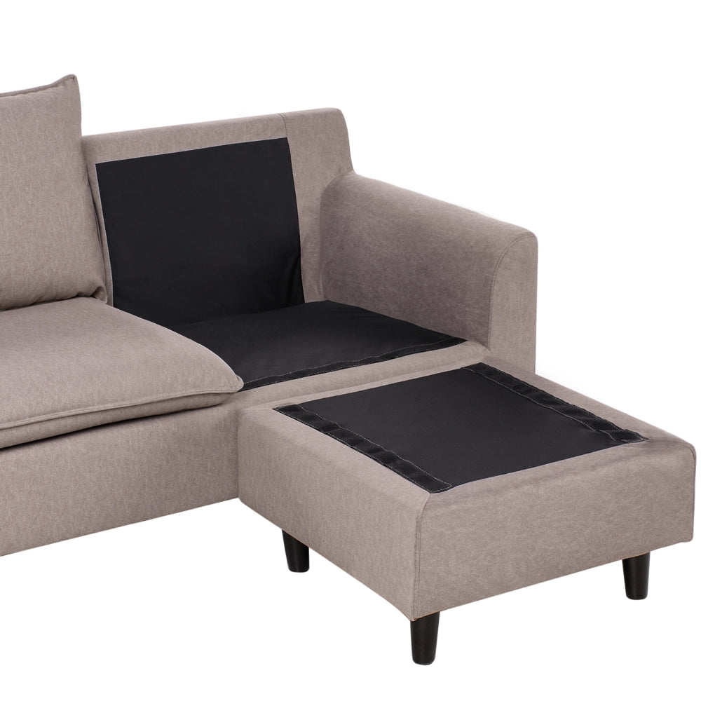 Divano componibile angolare in tessuto tortora lato sinistro Cuscino schienale stile moderno