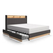 Vitalispa Letto imbottito Antracite 160x200 cm con 4 cassetti
