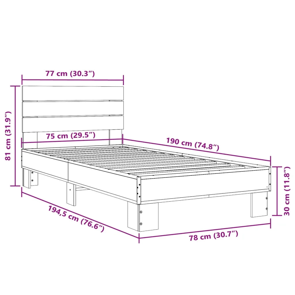 Giroletto Rovere Sonoma 75x190cm in Legno Multistrato e Metallo 845748