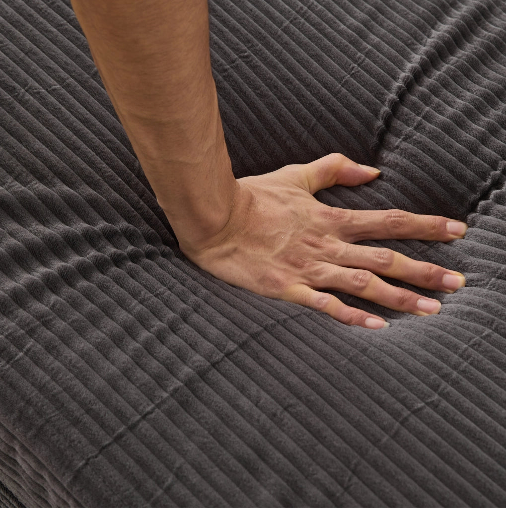 Divano lounge con vano contenitore in metallo e legno grigio