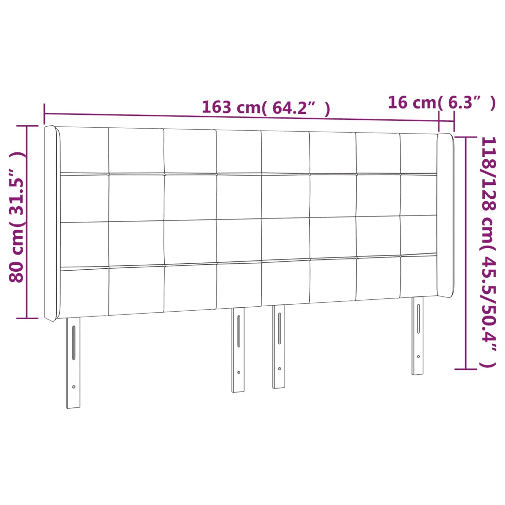 Testiera a LED Crema 163x16x118/128 cm in Tessuto 3124059