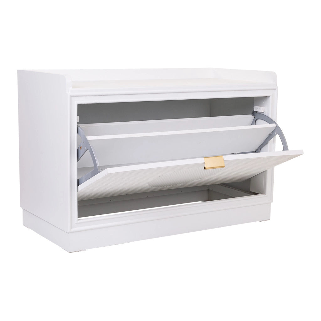 Sgabello scarpiera in legno bianco 80x38x53h