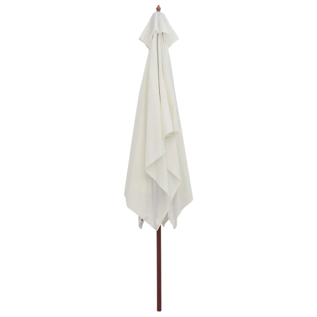 Ombrellone 200x300 cm Palo in Legno Bianco Crema 42960