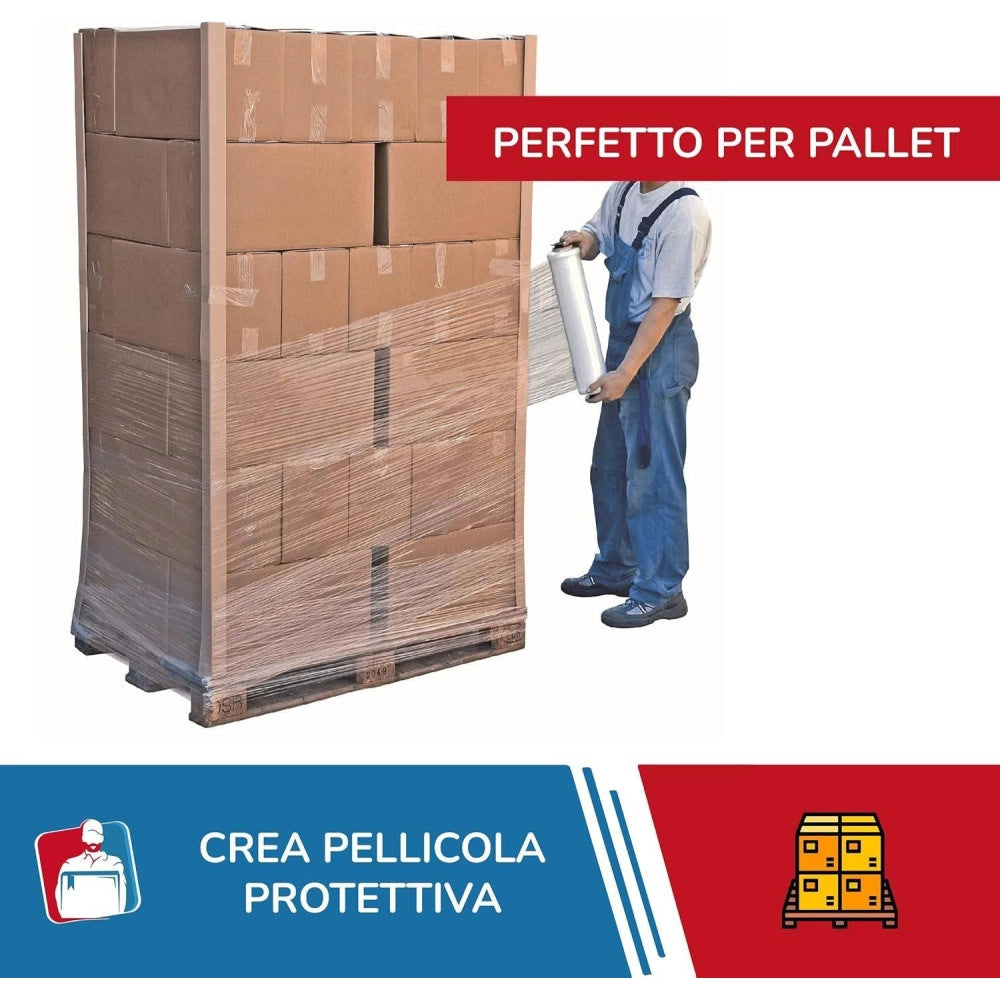 Trade Shop - Film Estensibile Pellicola Trasparente Rotolo Manuale Per Imballo 160mx23myx50cm -