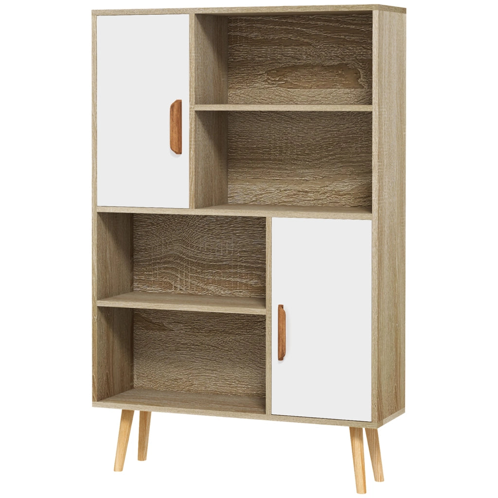 Libreria 4 nicchie 2 ante scaffale ¨C zephmum ¨C 80x24x123 cm legno massello rovere