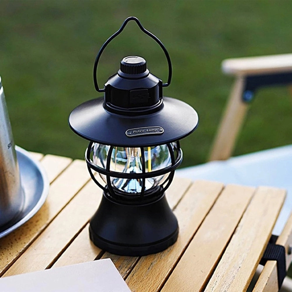 Trade Shop - Lampada Da Campeggio Multifunzionale Led Portatile Lanterna Retrò Per Escursionismo Q-ly32 -