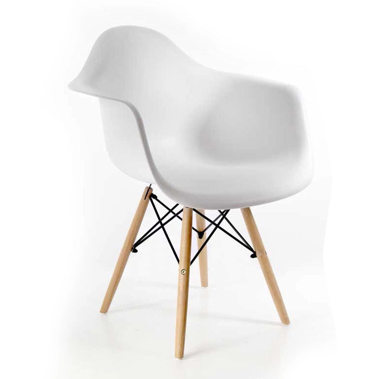 POLTRONA IN PLASTICA CON STRUTTURA IN LEGNO E METALLO 63 X 53 X 80 CM BIANCA