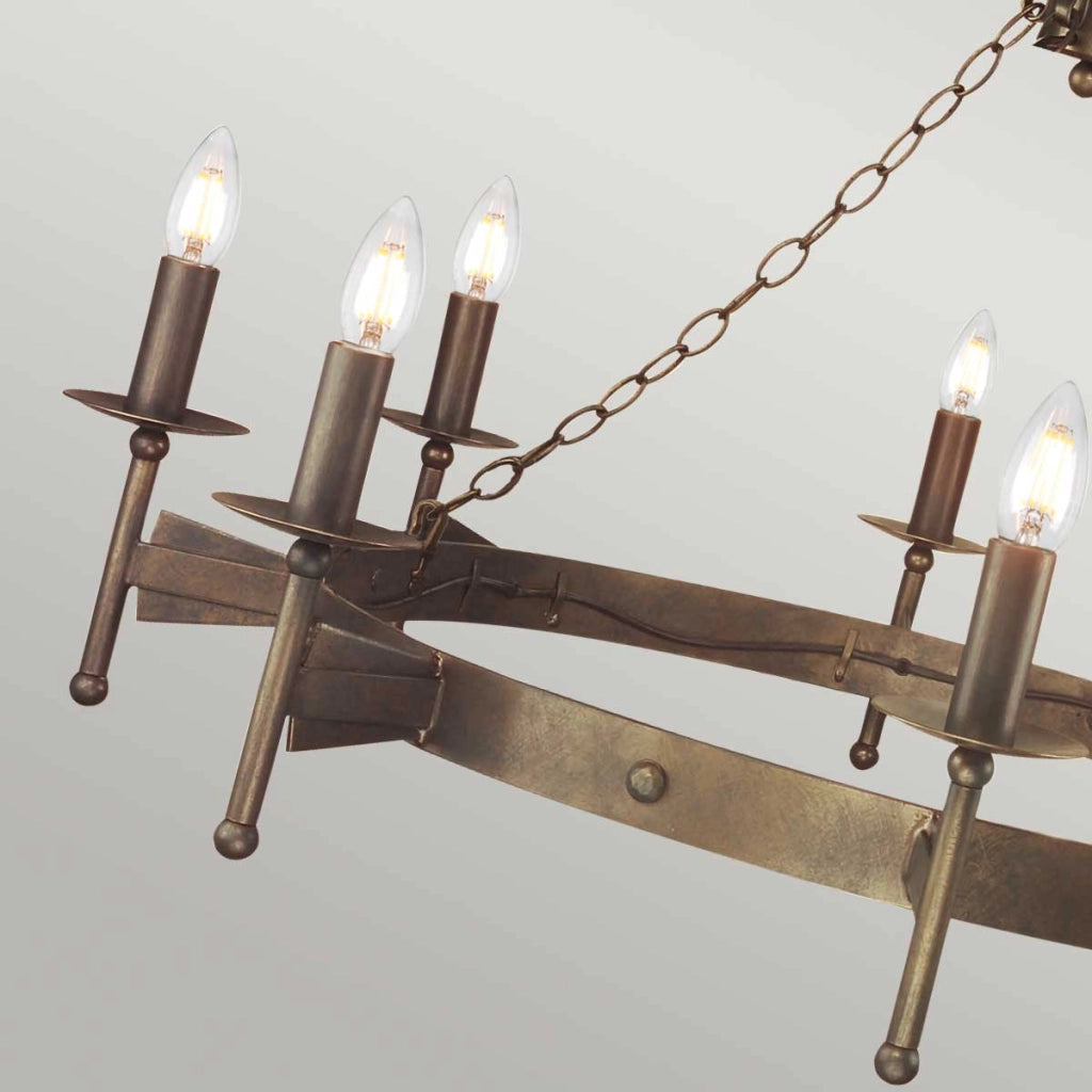 Lampadario gotico Cromwell bronzo antico 8xE14 Elstead