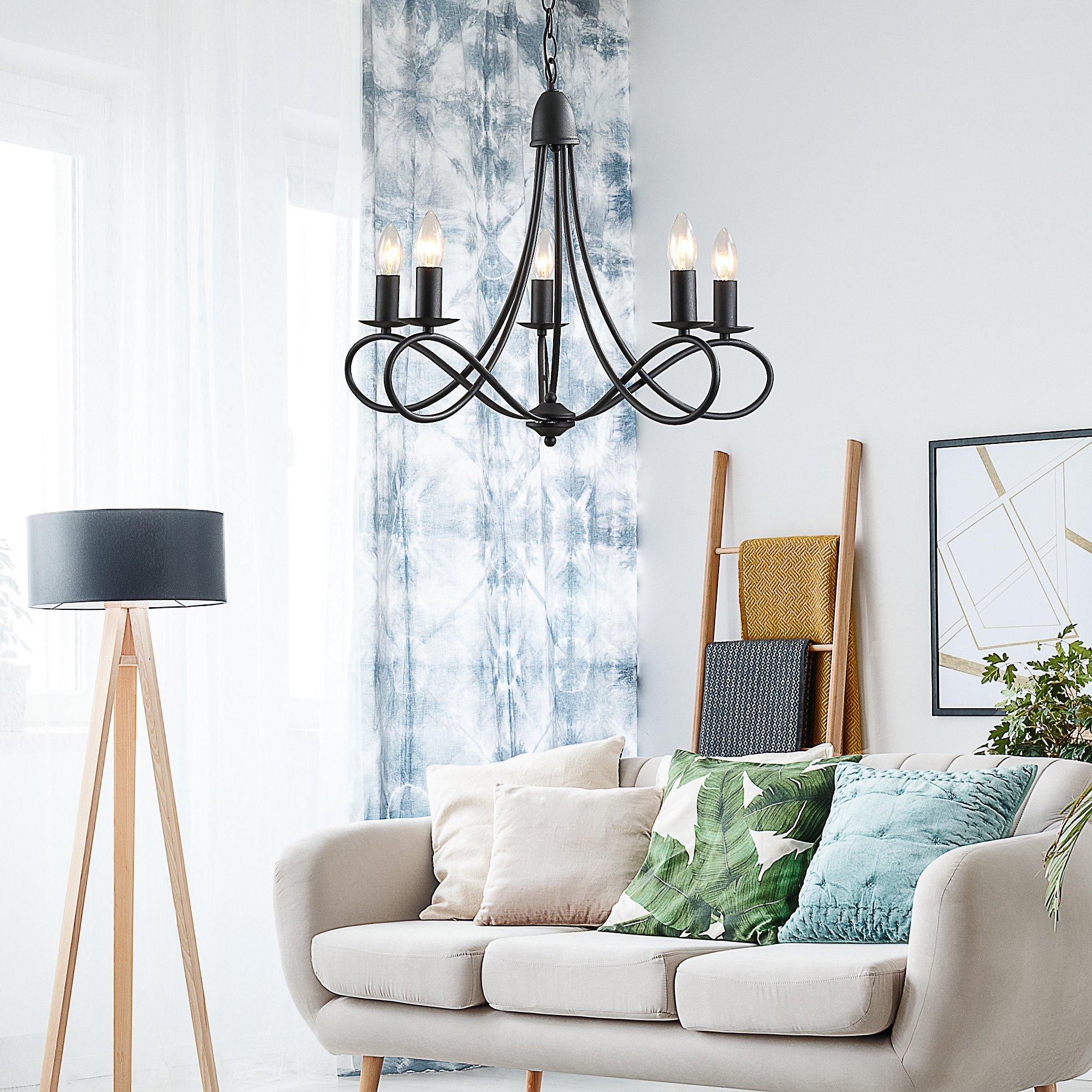 Lampada da Soffitto 200W E14 in Acciaio Intrecciato   Nero