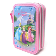 Trade Shop - Astuccio Scuola 3d Principesse Cenerentola Rapunzel Ariel Disney 3 Zip Cerniere -