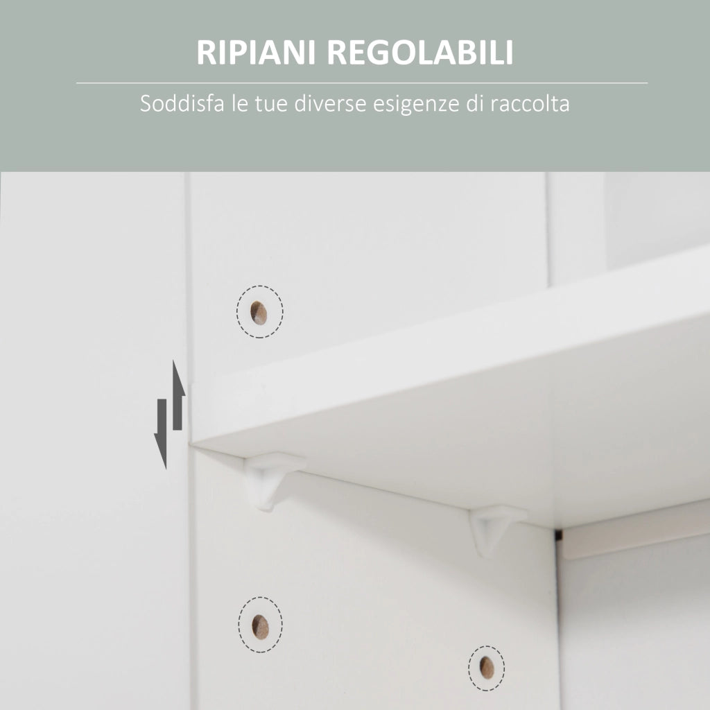 Specchiera Bagno con Contenitore e Mensole ¨C zephmum ¨C Bianco Legno Vetro 54x15.2x55.3 cm