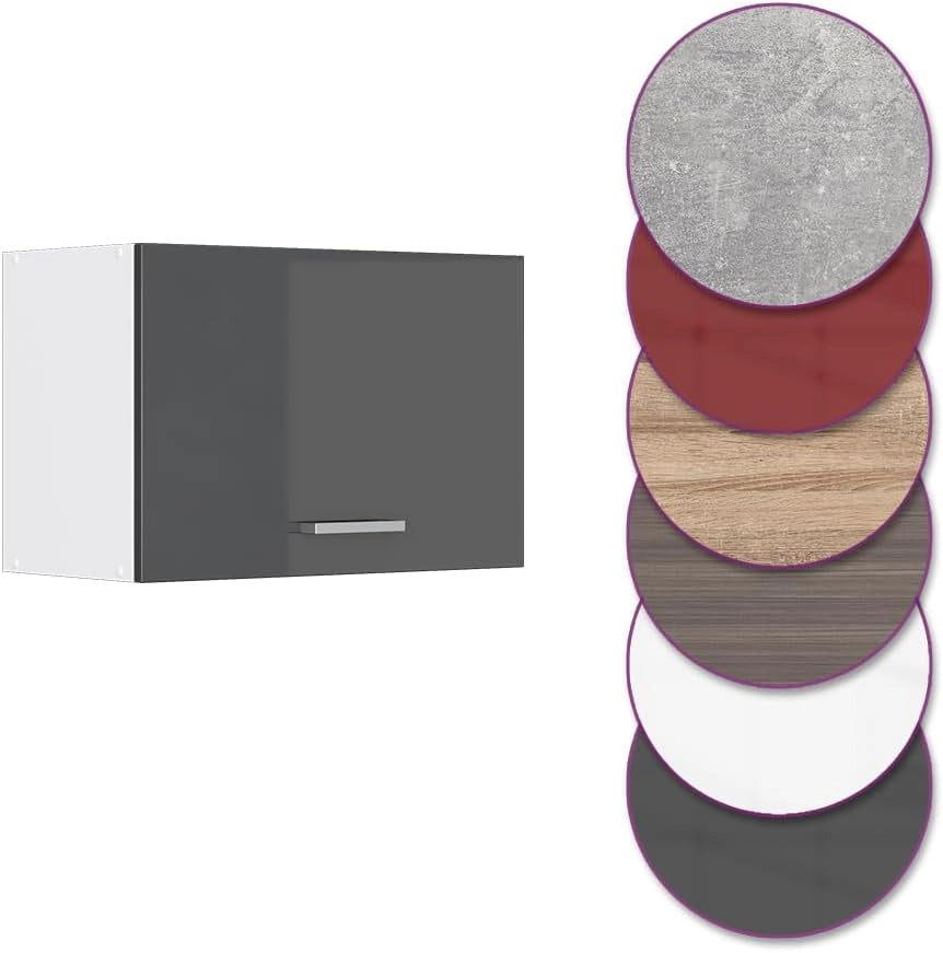 Pensile da cucina R-Line, Antracite lucido, 60 cm Piatto, per la libera combinazione all'interno di sistemi cucina modulari