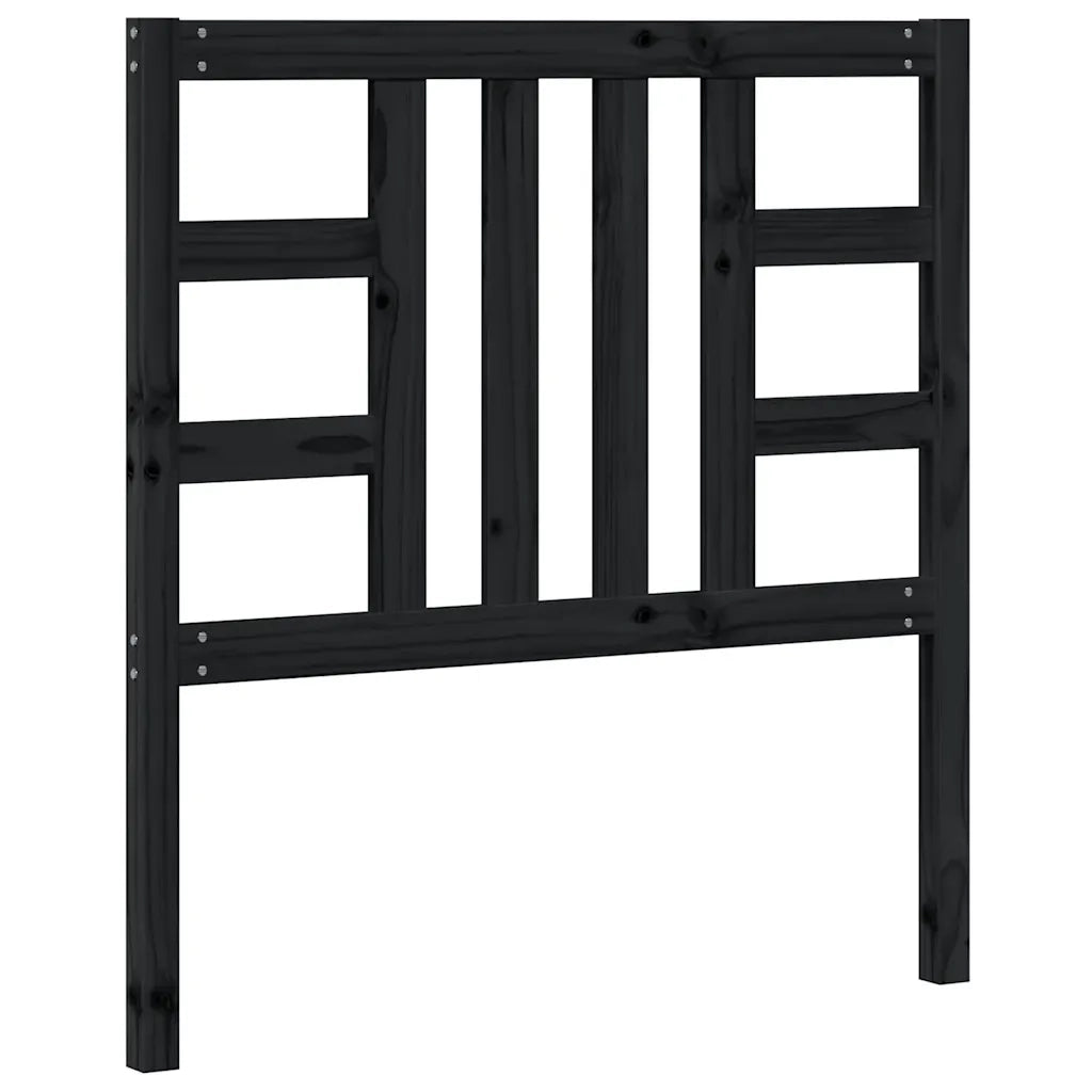 Testiera per Letto-Testata-Testiera Decorativa Nera 96x4x100 cm in Legno Massello di Pino 780519