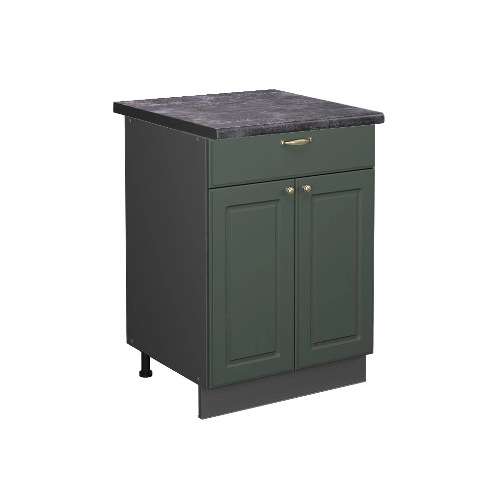 Mobiletto base per cucina Fame-Line Verde-oro rustico/Antracite 60 cm con cassetto, PL Antracite Vicco