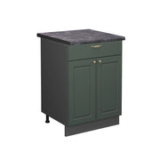 Mobiletto base per cucina Fame-Line Verde-oro rustico/Antracite 60 cm con cassetto, PL Antracite Vicco