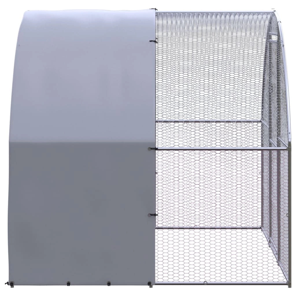 Pollaio/recinto/gabbia per polli da esterno 3 x 2 x 2 m acciaio zincato argento 02_0044004