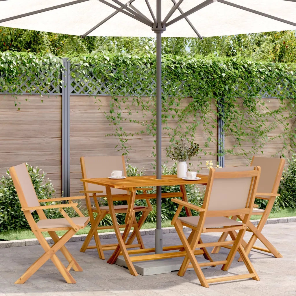 Set da Pranzo da Giardino 5 pz Tortora Tessuto e Legno Massello 3281702