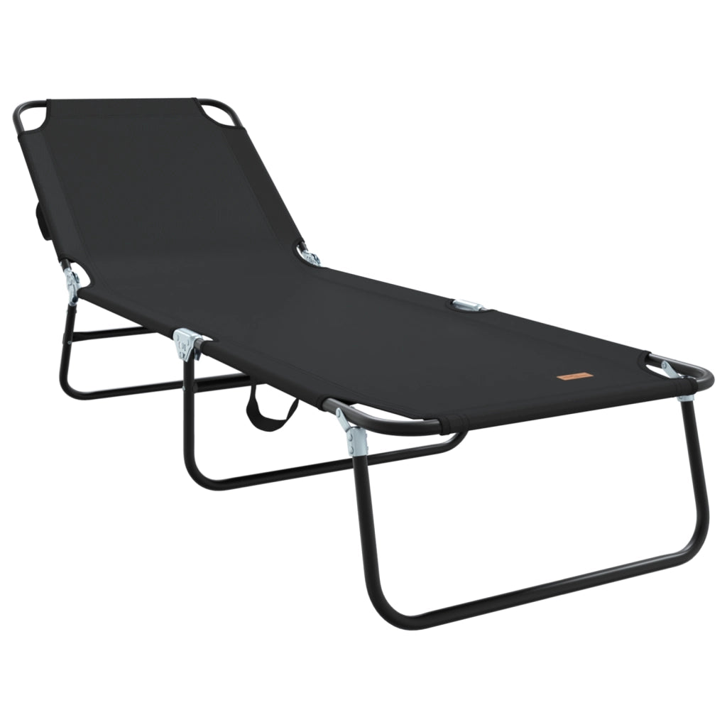 Lettino Prendisole 2 pcs Portatile Nero Tessuto Oxford 600D