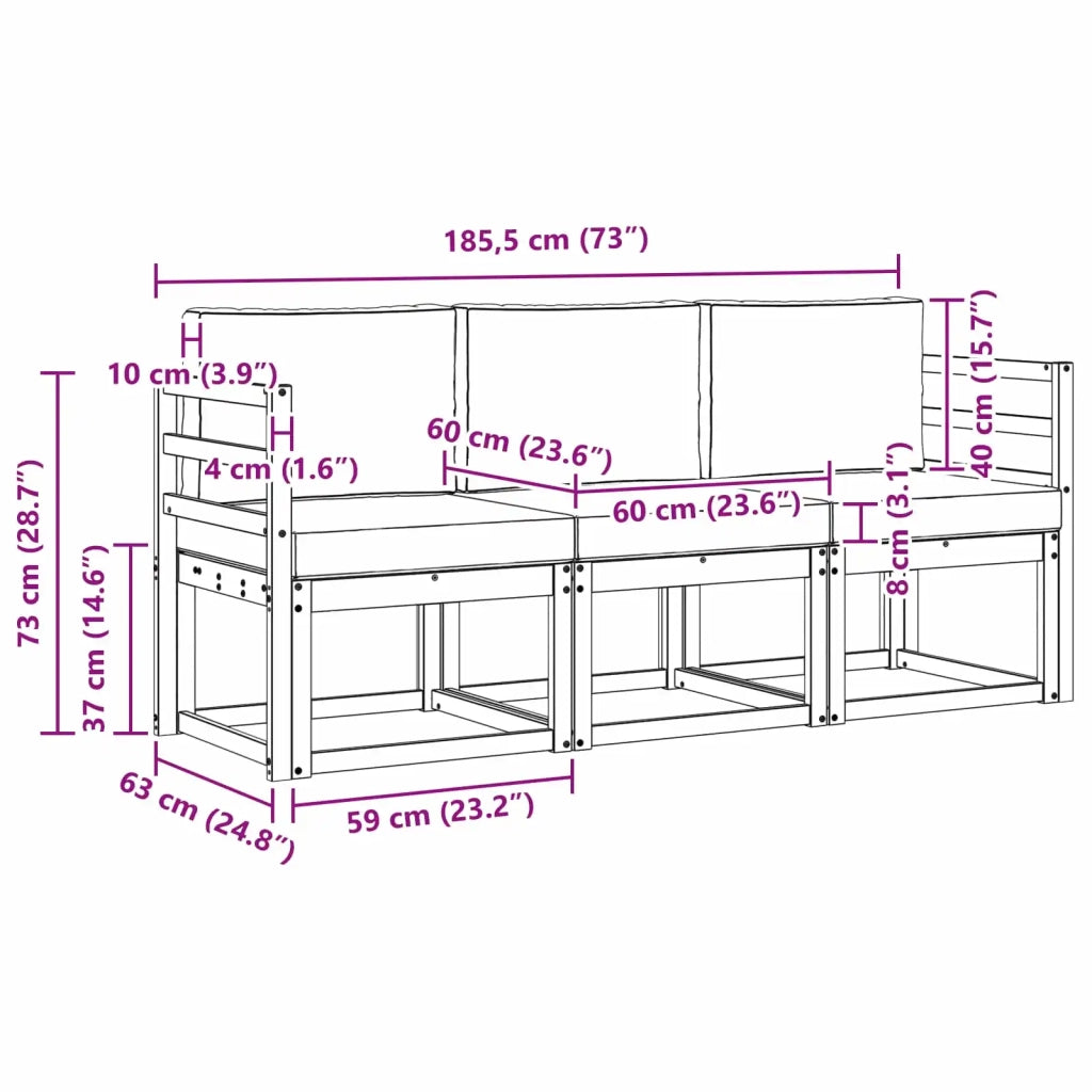Set di divani da esterno 3 pz 3387161