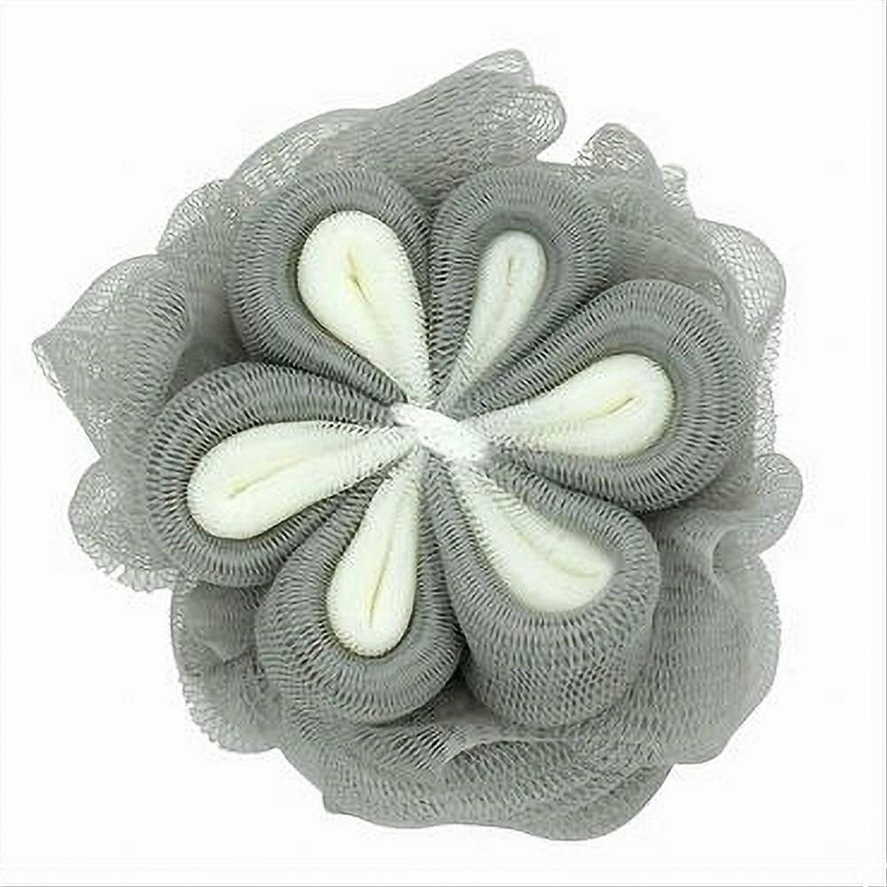 Trade Shop - Spugna A Rete Da Bagno Doccia Con Fiore Morbida Esfoliante Scrubber Grigia 79587 -