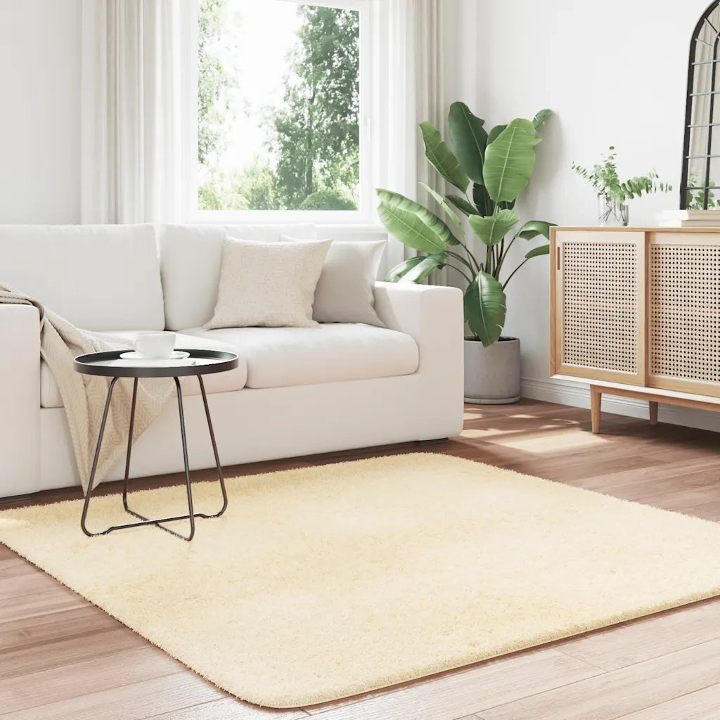 Tappeto Shaggy a Pelo Lungo NAVARRA Crema 160x160 cm poliestere 4102871