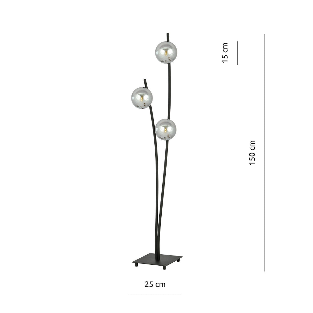 Emibig piantana Hunter LP3 nera/cromo 3xE14 150cm metallo