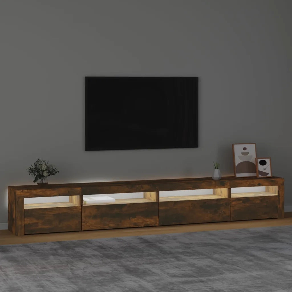Mobile Porta TV con Luci LED Rovere Fumo 270x35x40 cm cod mxl 15250
