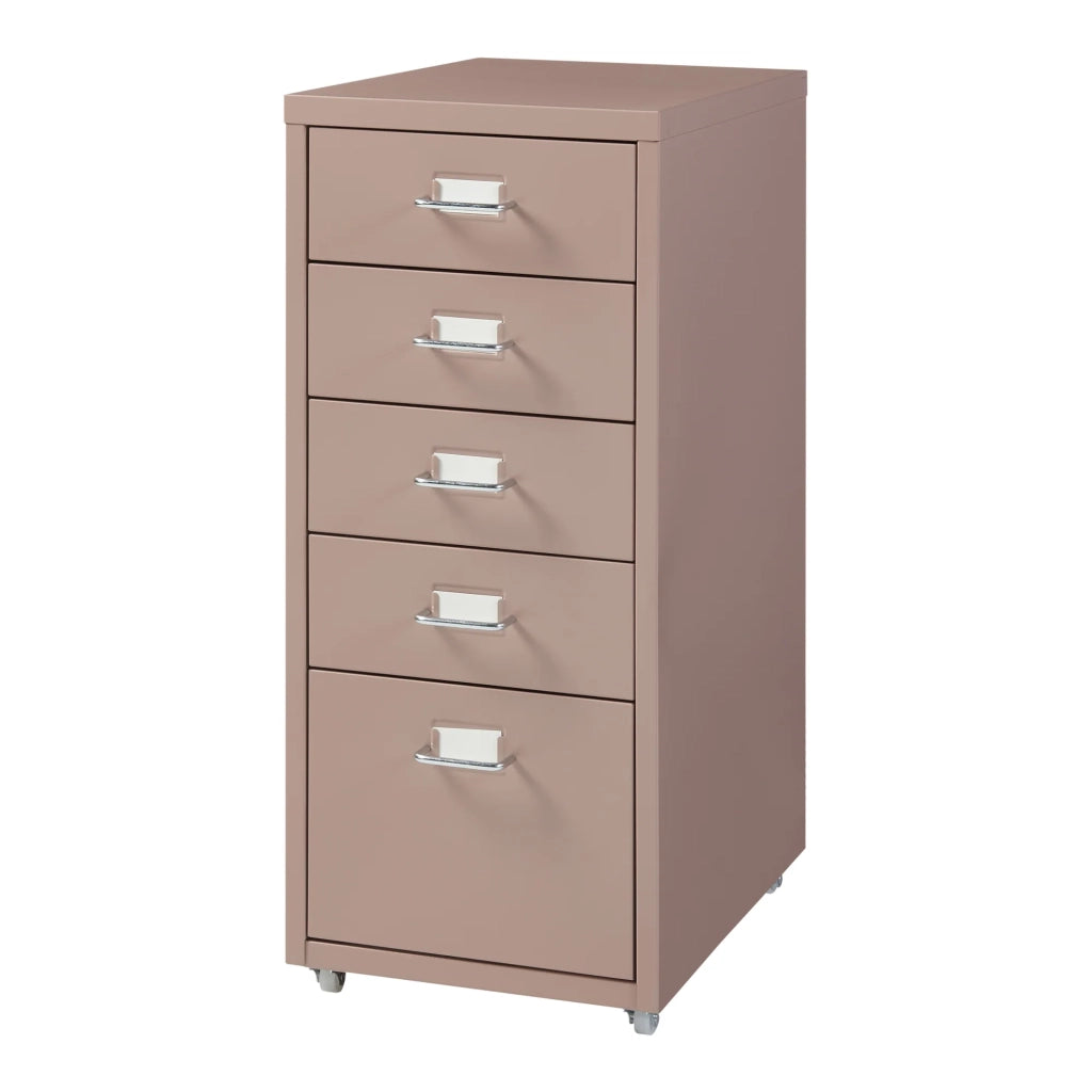 Mobiletto da ufficio mobile contenitore su ruote con 5 cassetti 69 x 28 x 41 cm marrone chiaro 03_0009102