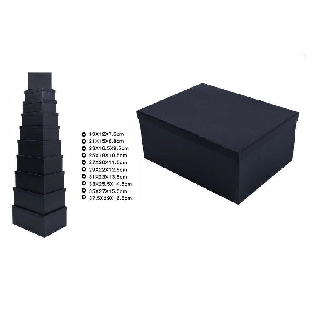Trade Shop - Set 10 Pezzi Scatole Scatola Box Per Regali Varie Misure Matrioska Nere 69287 -